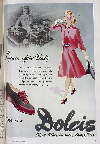Wartime advert for Dolcis shoes. Date: 1943