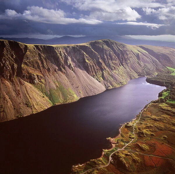 Aerial image of Wastwater Screes and Wast Water (Wastwater), the deepest lake in England