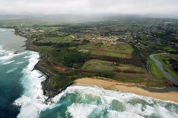 Aerial view of Kauais northern coastline, Kauai, Hawaii