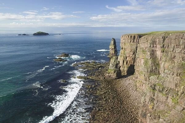 Am Buachaille sea stack on the coast south of Sandwood Bay Scotland UK
