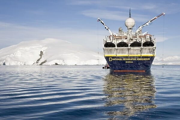 The Lindblad Expedition ship National Geographic Endeavour operating in and around the Antarctic peninsula in Antarctica. Lindblad Expeditions pioneered expedition travel for non-scientists to Antarctica in 1969 and continues as one of the premier