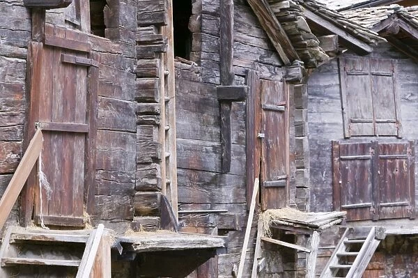 Old timber houdses in Zermatt Switzerland