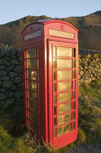 A phone box at Brotherilkeld in Eskdale Lake District UK