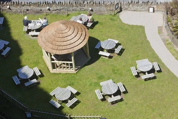 Picnic tables on the coast at ilfracome, Devon, UK