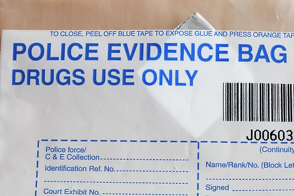 Police evidence bags for illegal drugs