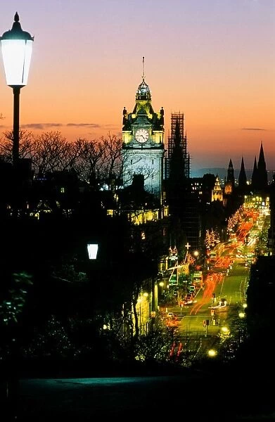 Prices Street Edinburgh at sunset UK
