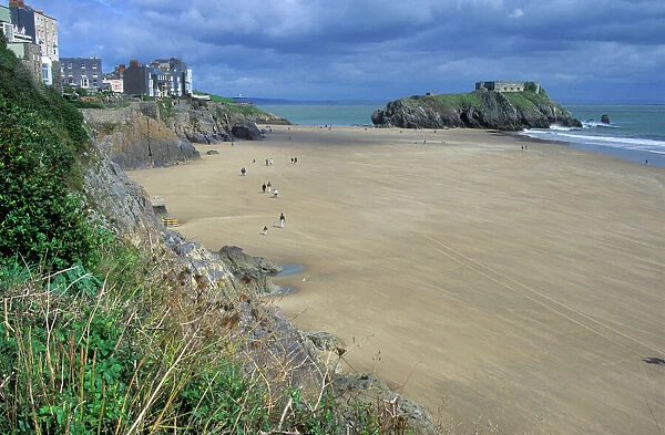 South Beach and St Catherines Island, Tenby, Pembrokeshire, West Wales