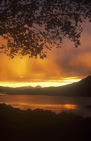 Sunset over Loch Tay in the Scottish highlands, UK