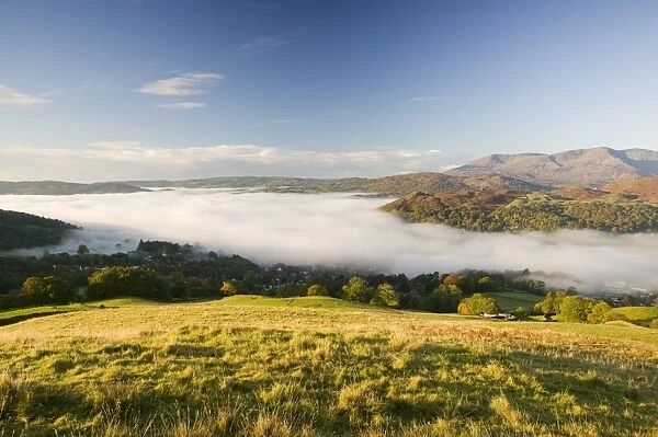 A temperature inversion in Ambleside in the Lake District UK leading to valley mists