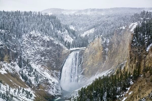 Yellowstone Falls on the Yellowstone River in Yellowstone National Park. in the late fall