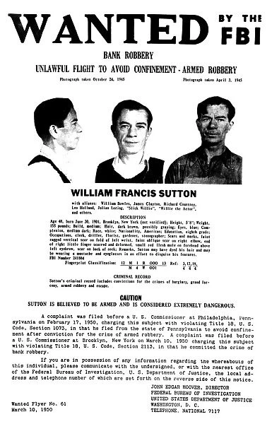 WILLIE SUTTON (1901-1980). American bank robber