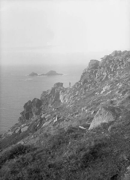 The Brisons from Cape Cornwall, St Just in Penwith, Cornwall. Early 1900s