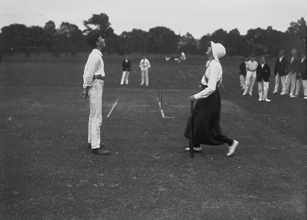 Cricket match, Trewinnard Court pitch, Truro Cathedral School, Truro, Cornwall. 5th June 1915