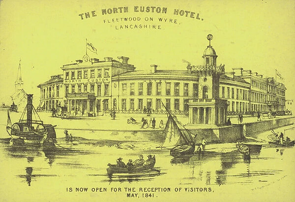 Advertisement for the North Euston Hotel, Fleetwood on Wyre, Lancashire, 1841 (litho)