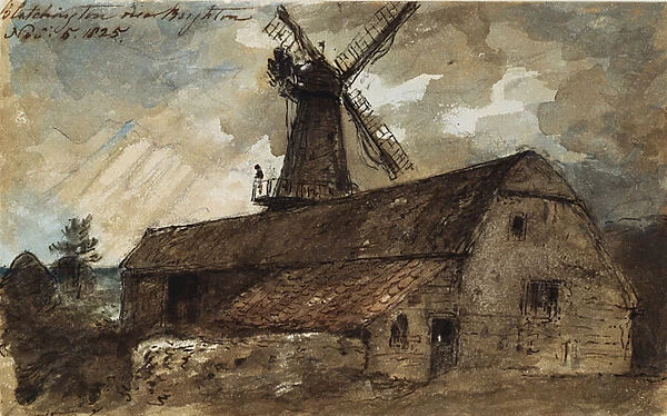 Blatchington Mill near Brighton, 1825 (pencil, pen & brown ink and watercolour on paper)