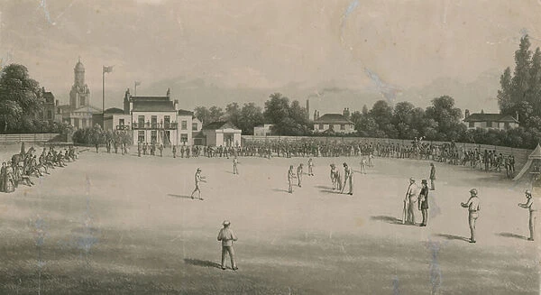 A cricket match (engraving)