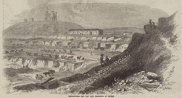 Excavations for the New Barracks at Dover (engraving)