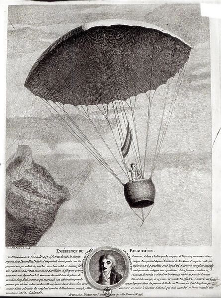 The First Parachute Descent by Andre Jacques Garnerin (1770-1823) over Parc Monceau