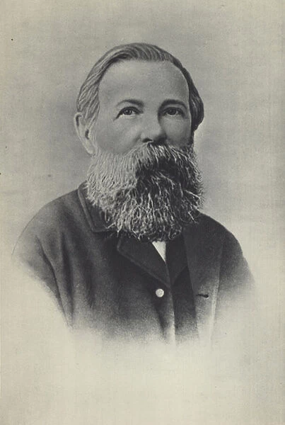 Friedrich Engels, German philosopher and political theorist, 1889 (b  /  w photo)