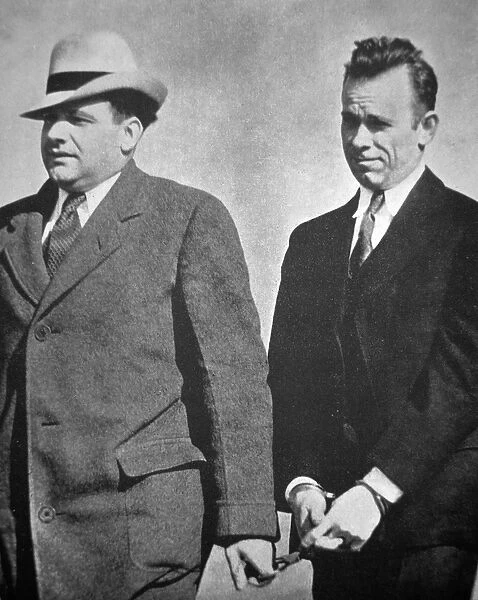 John Dillinger under arrest in January 1934 (b  /  w photo)