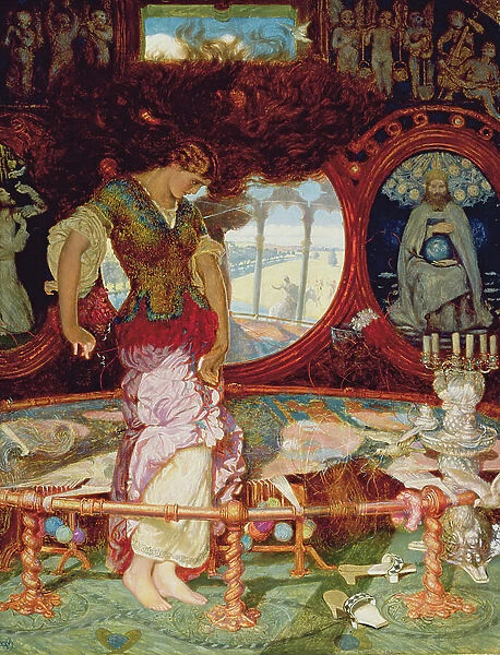 The Lady of Shalott, c. 1886-1905 (oil on panel) (see also 495754)