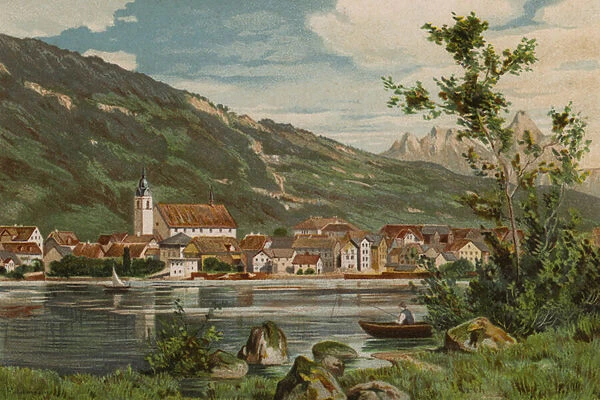 Lake Lucerne: Arth (colour litho)