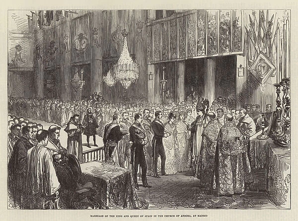 Marriage of the King and Queen of Spain in the Church of Atocha, at Madrid (engraving)
