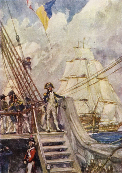 Nelson in chase of the French Fleet (colour litho)