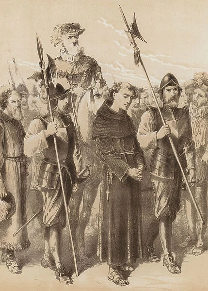Richard Thirkill, 'Guarded by the Sheriff and his men'(litho)