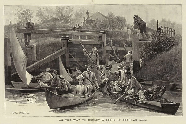 On the Way to Henley, a Scene in Cookham Lock (engraving)