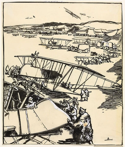 Avions reposant terrain recto verso 1914 Auguste Louis Lepere