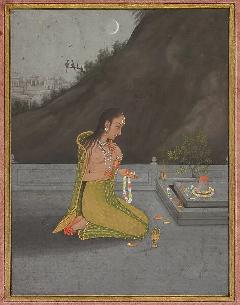 A Night Scene Shiva Puja 1760-1770 Attributed