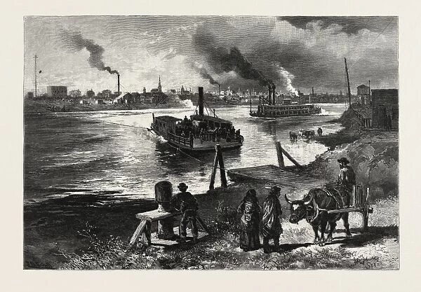 Winnipeg, from St. Boniface Ferry Landing, Canada, Nineteenth Century Engraving