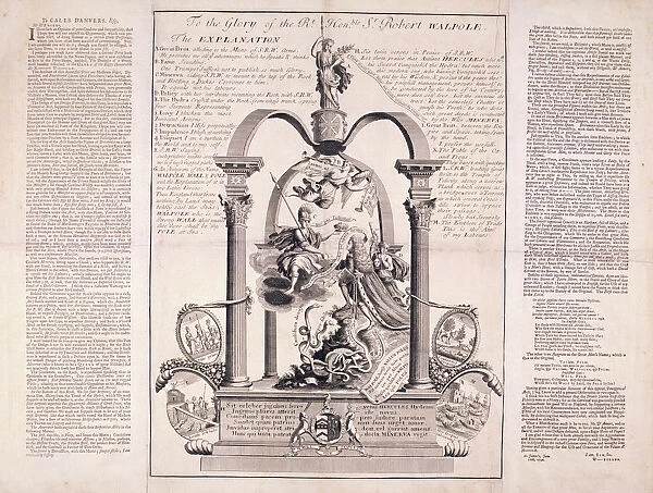 To the Glory of the Rt Honble Sr Robert Walpole, 1730. Artist: F Dumouchel