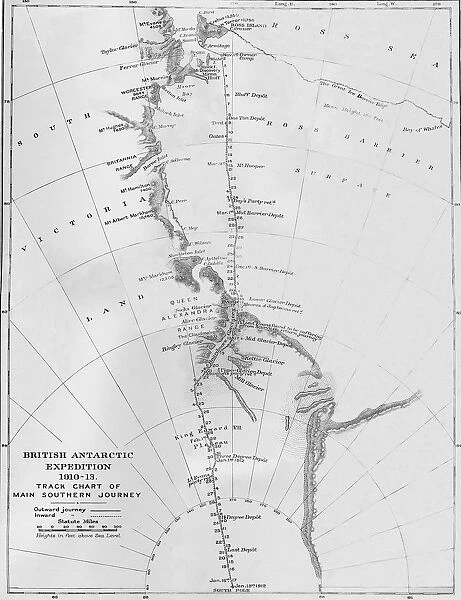 Map - British Antarctic Expedition 1910-13. Track Chart of Main Southern Journey, 1913
