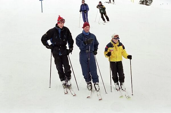 Prince Charles with Princes William and Harry during their skiing holiday in Whistler