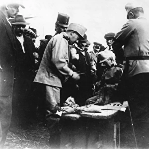 Austrian army receiving their first pay, WW1