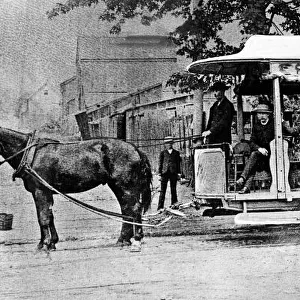 A Fort Wayne and Elmwood horse-drawn street car in Detroit