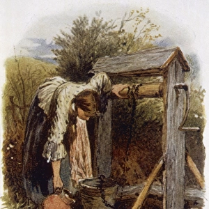 Girl at Rustic Well