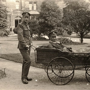 Patient on Trolley at Reading War Hospital, Berkshire