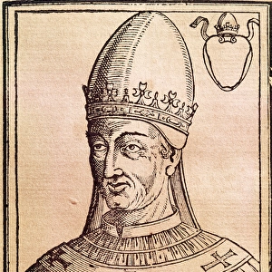 Pope Vigilius (c. 500-555). Roman pope (537-555). Engraving