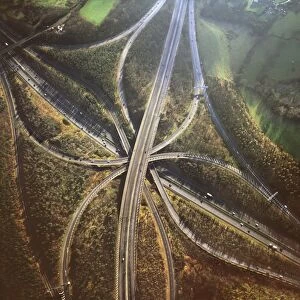 Aerial image of M25 and M23 Motorway Junction, Surrey, England, United Kingdom, Europe