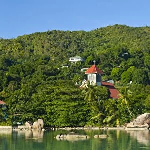 Church in the tropical forest on the island of Praslin, Seychelles, Indian Ocean, Africa