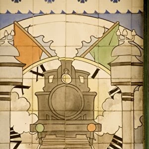 Earthenware tiles decorating the inside of Sao Bento railway station, Porto