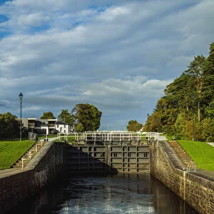 UK, Scotland, Fort William, Banavie, View of the Neptunes Staircase Locks