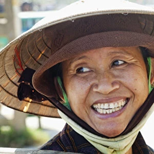 Vietnam, Hoi An, Portrait of Lady Wearing Conical Hat