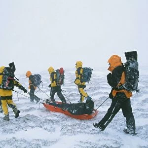 Mountain rescue team members in the Scottish Highlands