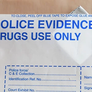 Police evidence bags for illegal drugs