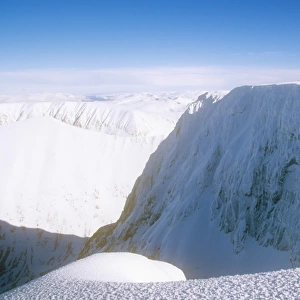 The summit of Ben Nevis, the UKs highest peak in Scotland, in winter
