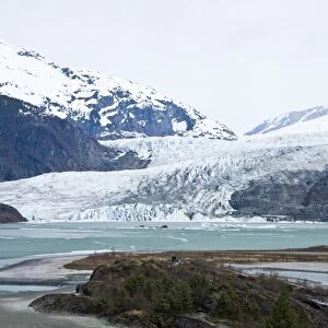 Views of Mendenhall Glacier just outside Juneau, southeast Alaska, USA. This glacier is receeding at an alarming rate, probably due to climate
